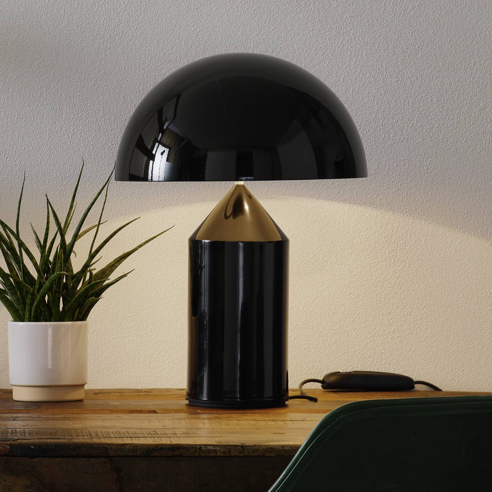 Oluce Designer bordlampe Atollo, dæmpbar, Sort, Stue/spisestue, Aluminium, Design