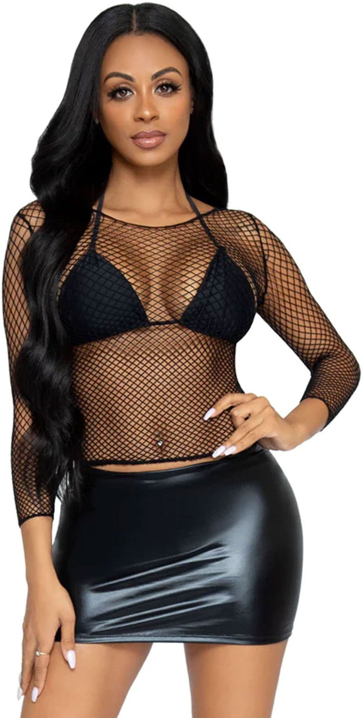 Leg Avenue Top manches longues Maille - Noir