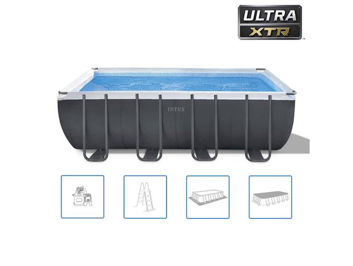 Intex Pool-Set Intex Ultra Xtr Frame Rechteckig 549/274/132 Cm 26356Gn, Silberfarben, Metall, 549x132x274 cm, Freizeit & Co, Pools & Wasserspaß, Pools