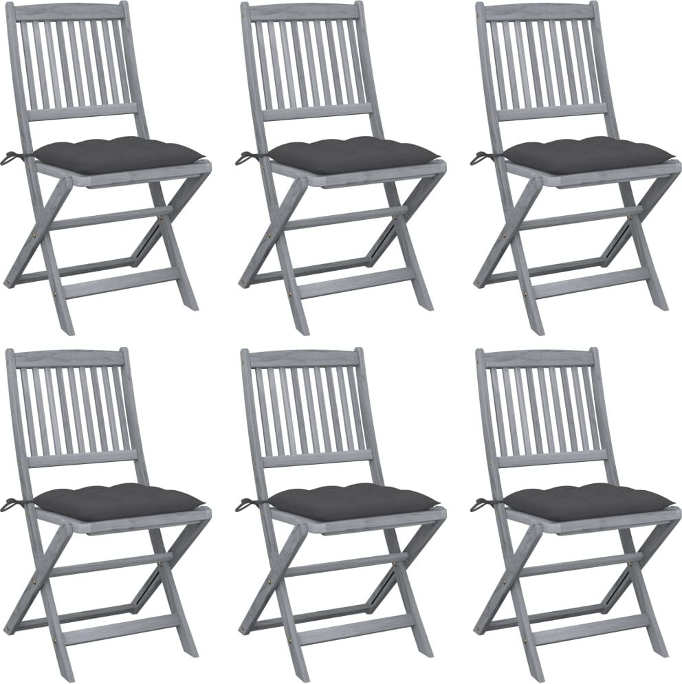 Klappbare Gartenstühle 6 Stk. mit Kissen Massivholz Akazie