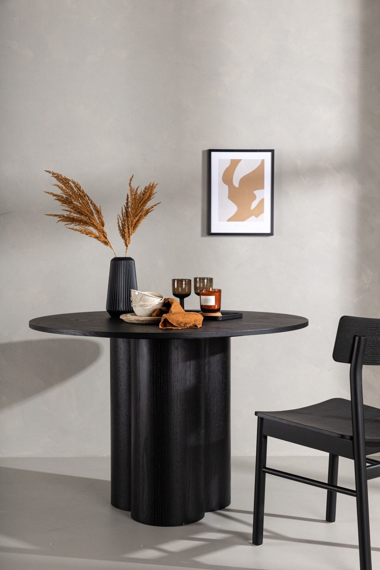 Esstisch VENTURE HOME "Olivia, runder Esstisch, Ø 110 cm", schwarz (schwarz, schwarz), B:110cm H:75cm T:110cm, Tische, Esstisch, Esszimmertisch, MDF, rund, skandinavisch, geschmackvoll schwarz, schwarz B/H/T: 110cm x 75cm x 110cm