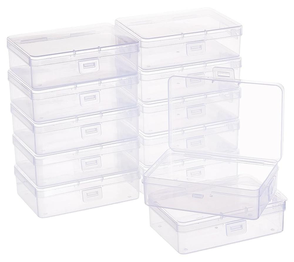 Dripio Set van 12 Stapelbare Opbergboxen met Deksel, Transparant, Plastic
