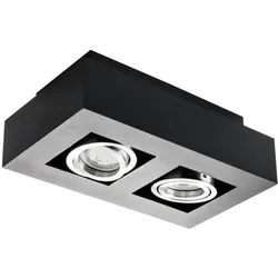 Kanlux schwarze Deckenaufbauleuchte STOBI mit zwei schwenkbaren Spots