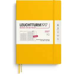 Leuchtturm 1917 Monatsplaner mit Notizbuch Softcover 2027, 16 Monate, EN, B5, gelb