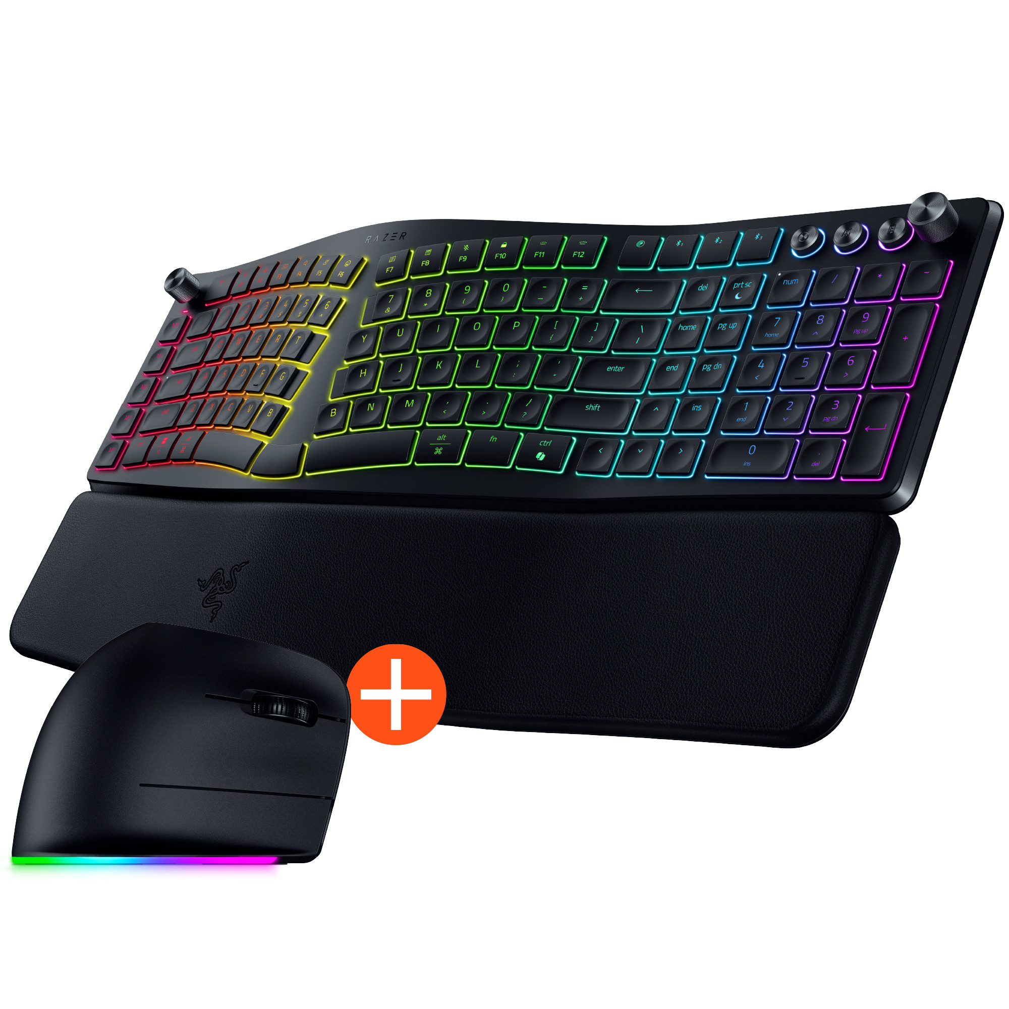 Razer Pro Type Ergo + Pro Click V2 Vertical Edition – Premium Ergonomie Set mit Bluetooth, HyperSpeed Wireless und RGB Razer_ProTyp+ProClick_Ergo_Bundle