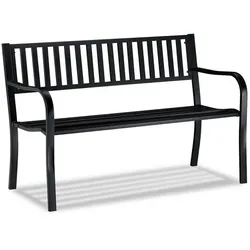 relaxdays Gartenbank mit Metallstreben schwarz schwarz, 121 cm