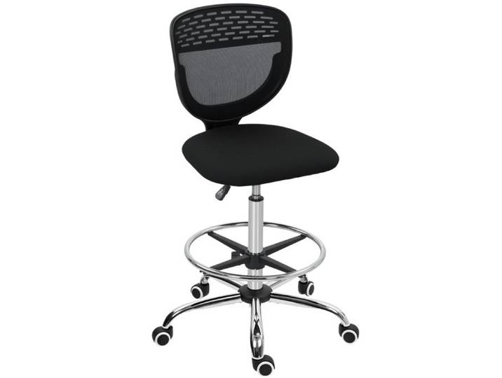 Chaise de bureau haute noire – assise rembourrée repose-pieds réglable