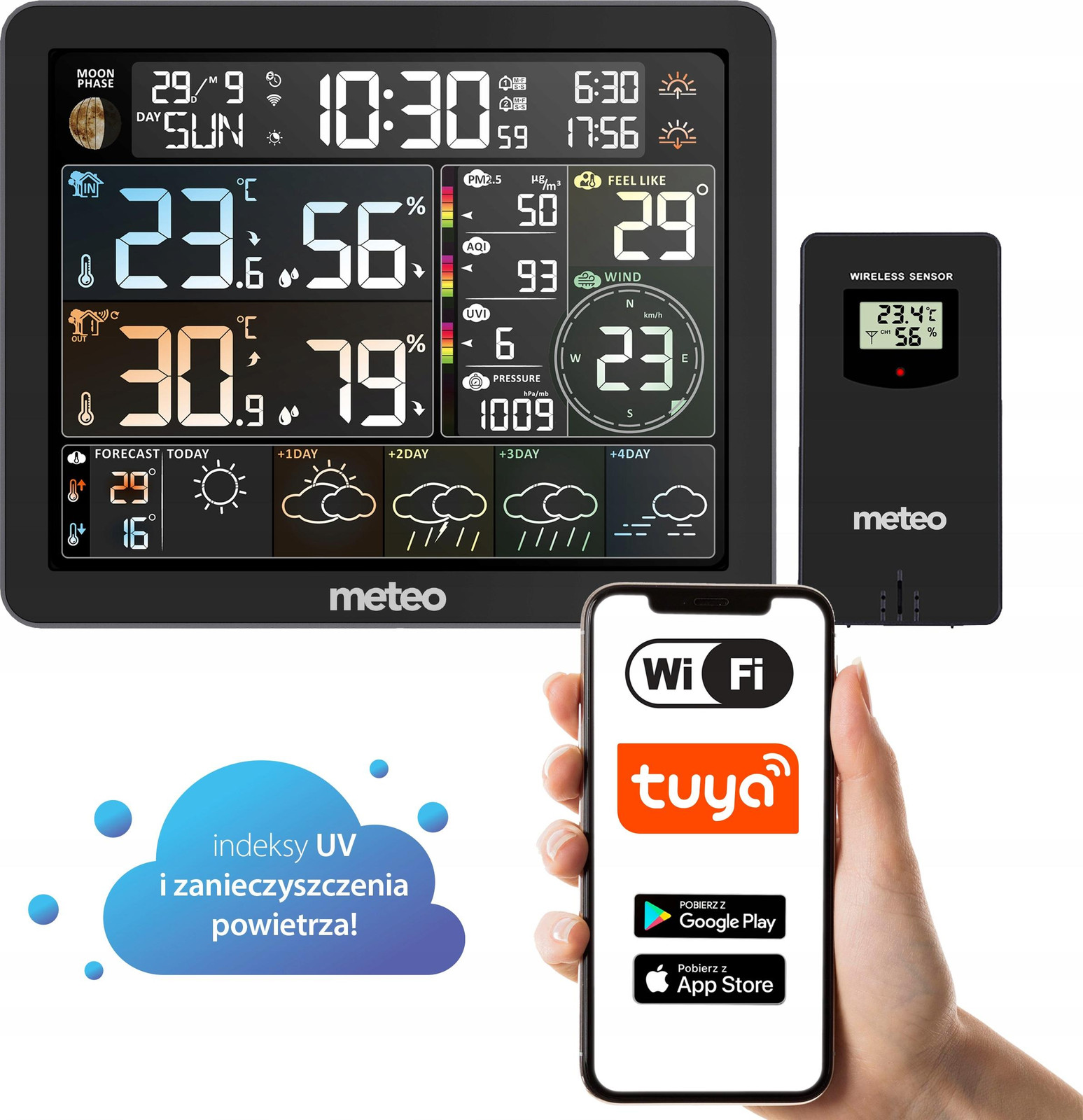 Meteo WIFI-weerstation en luchtkwaliteitsmeter