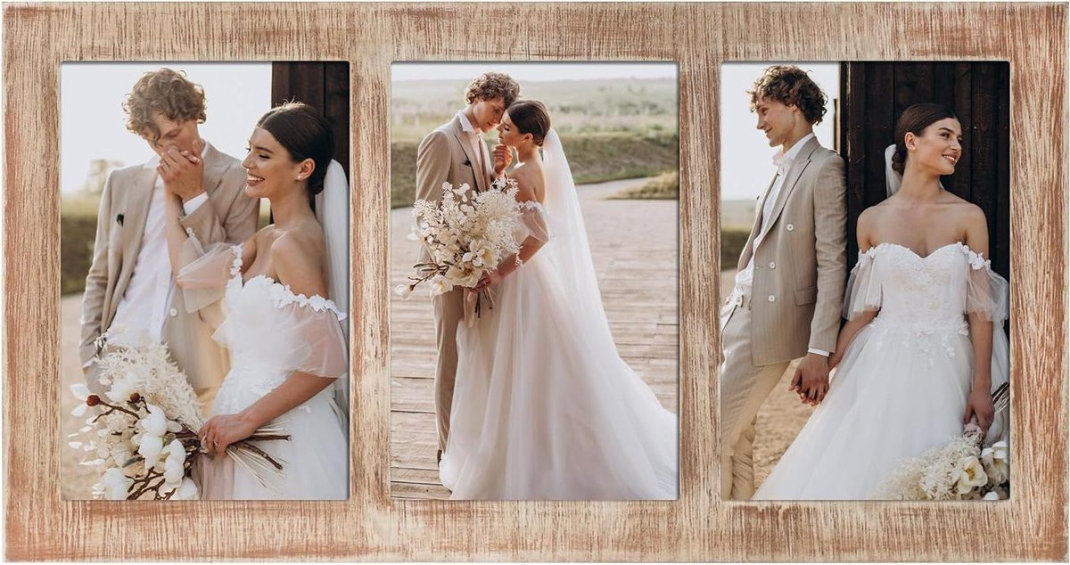 Collage Fotolijst voor meerdere foto's - Modern houten ontwerp - Bruin