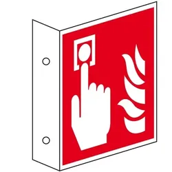 Schild I Brandschutz-Fahnenschild Brandmelder, Kunststoff, 200x200mm, ASR A1.3, DIN EN ISO 7010 F005