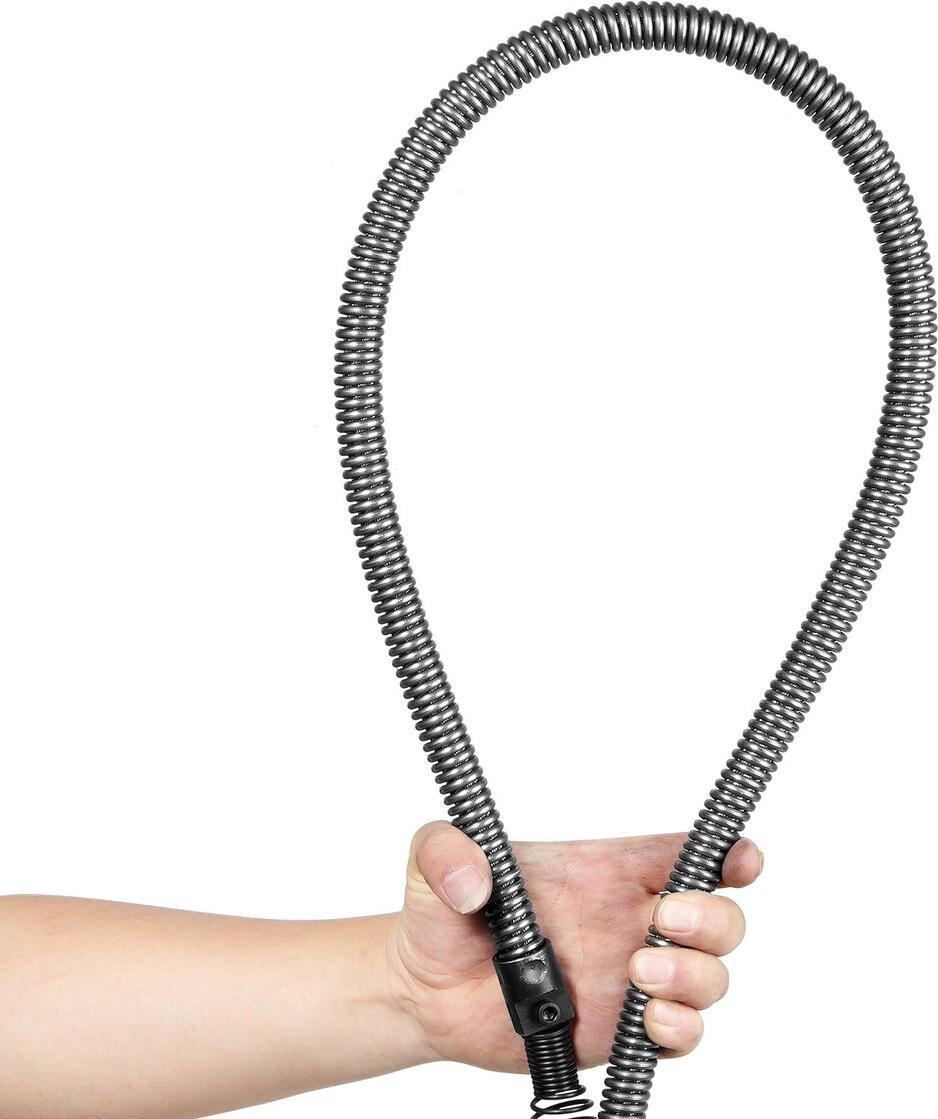 Drain Cleaning Cable 100 FT x 3/4 Inch, Solid Core Steel Drain Cleaner Cable with 4 Cutters for 3.9" to 7.9" Pipes, Professional Inner Core Sewer Drain Auger Cable for Sink, Floor Drain, Toilet