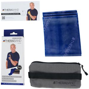 THERABAND Fitnessband Übungsband Set extra stark 2,5m x 12,8cm, bis 2,6 kg Widerstand, blau, Flachband aus Latex