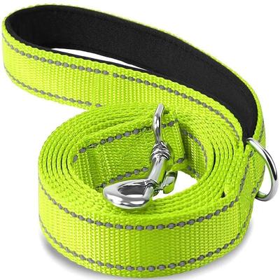 Uplift Essentials Reflective Safety Dog Leash Heavy Duty Padded Traction Lead For Night Walking fluorescent Green 1.0 Inx4.0 Ft