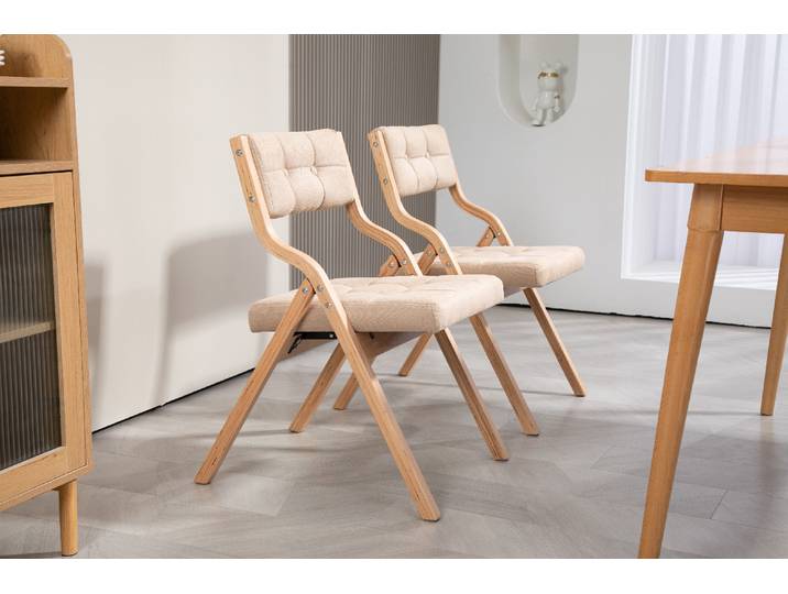 Chaises pliantes avec coussin, chaises pliantes rembourrées en bois, paquet de 2, chaise de salle à manger pliante portable et assemblée