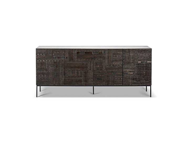 ETHNICRAFT buffet TABWA avec 4 portes (Noir - Teak)