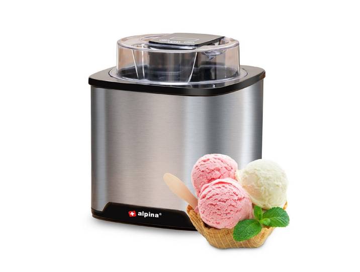 Alpina Eismaschine alpina Eismaschine 2L für Eiscreme, Frozen Joghurt & Sorbet, 12 W