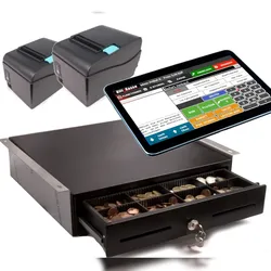 Blitzkasse Mobiles Kassensystem für GASTRONOMIE: 10" Touchscreen Terminal, 2xBondrucker, Geldlade