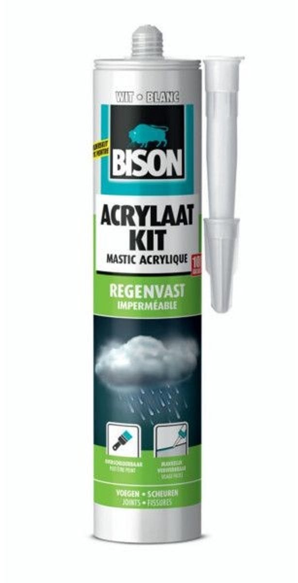 Bison Acrylaatkit Regenvast Wit - Afdichtingskit voor voegen, naden en kieren - 300 ml
