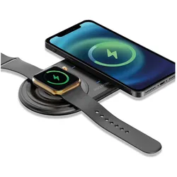 RealPower Ladegerät ChargeAir Duo belaidė (15 W), Wireless Charger, Schwarz