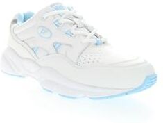 Women's Stability Walker Sneaker by Propet in White Light Blue (Size 12 XXW)