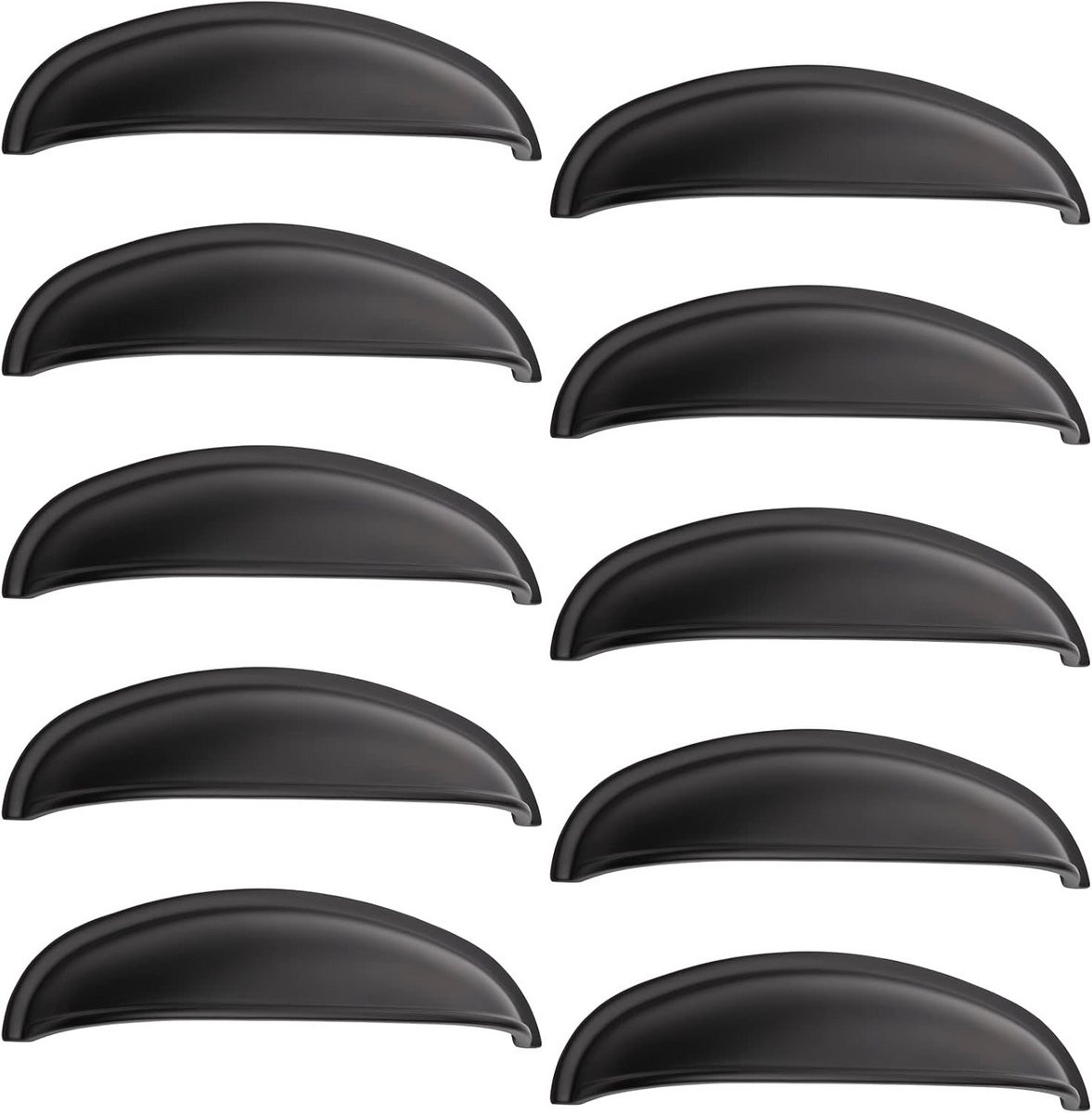 10x Zwarte Schelpgrepen voor Keukenkasten en Meubels - 96 mm Incl. Schroeven