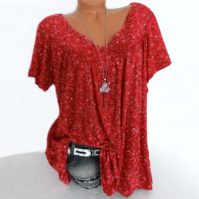 Inspire Essentials Floral Sleeveless V Neck Tank Top Lightweight Casual Summer Shirt For Women 2xl red