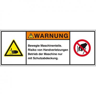 Aufkleber I Produktsicherheitsschild Warnung Bewegte Maschinen, RoHS konform, Folie, 100x35mm, ISO 3864-2