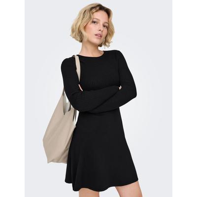 Minikleid ONLY "ONLMISTY LIFE LS O-NECK RIB DRES EX KNT", Damen, Gr. XL, N-Gr, Langarm, Rippstrick, schwarz, Rippstrick, Obermaterial: 70% Viskose, 30% Nylon, unifarben, regular fit kurz, Rundhals, Kleider Minikleid, Viskosemischung, regular fit,...