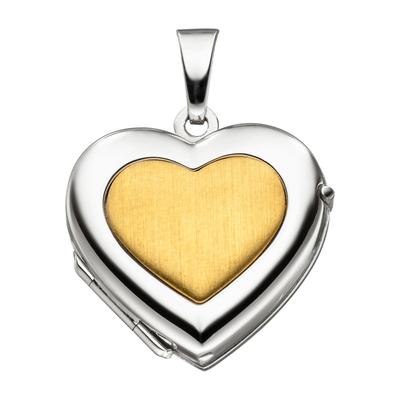 Medallionanhänger JOBO "Anhänger Medaillon Herz", gold (gelbgold 333), Schmuckanhänger, Damen, Gelbgold 333 Weißgold 333, Gelbgold 333, Weißgold 333, 333 Gold bicolor