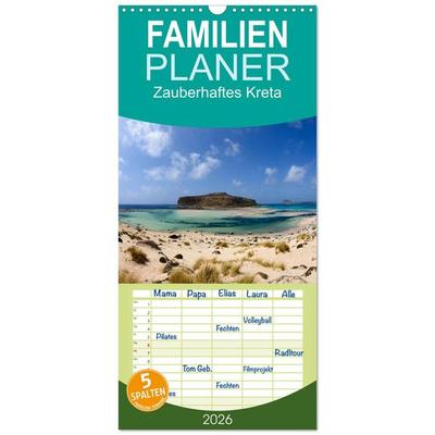 Familienplaner 2026 - Zauberhaftes Kreta mit 5 Spalten (Wandkalender, 21 x 45 cm) CALVENDO