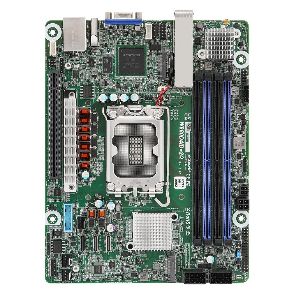 AsRock Rack Motherboard W880D4ID-2Q (LGA 1851, Intel W880, Deep Mini-ITX) (W880D4ID-2Q)