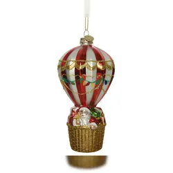 Christmas Decorations Christbaumschmuck Heißluftballon 16cm Glas Weihnachtsmann Weihnachtskugeln rot