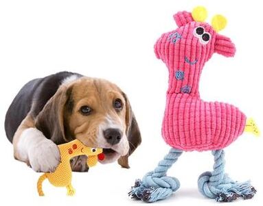United Squeaky Dog & Cat Plush Toy Set Corn Kernels Deer Interactive Pet Toys rose Red