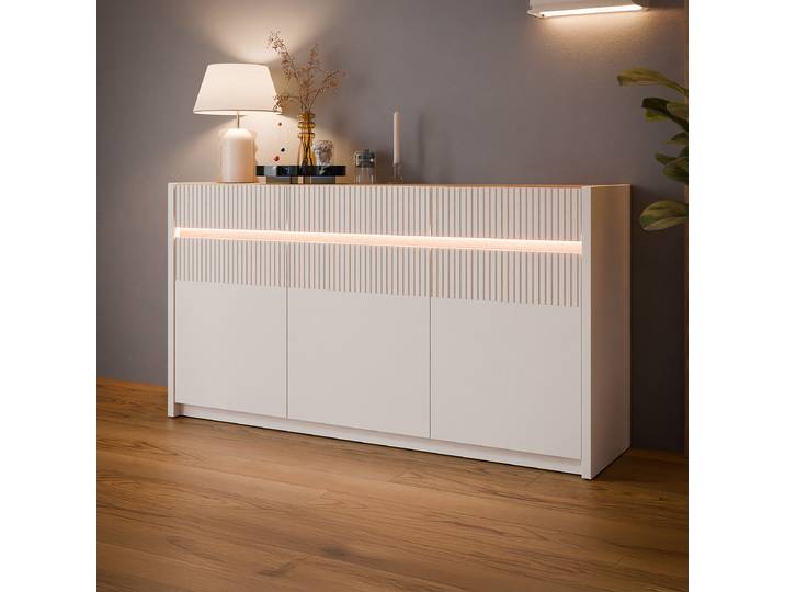 Enfilade éclairée 160 x 86 x 42cm Beige/Marron