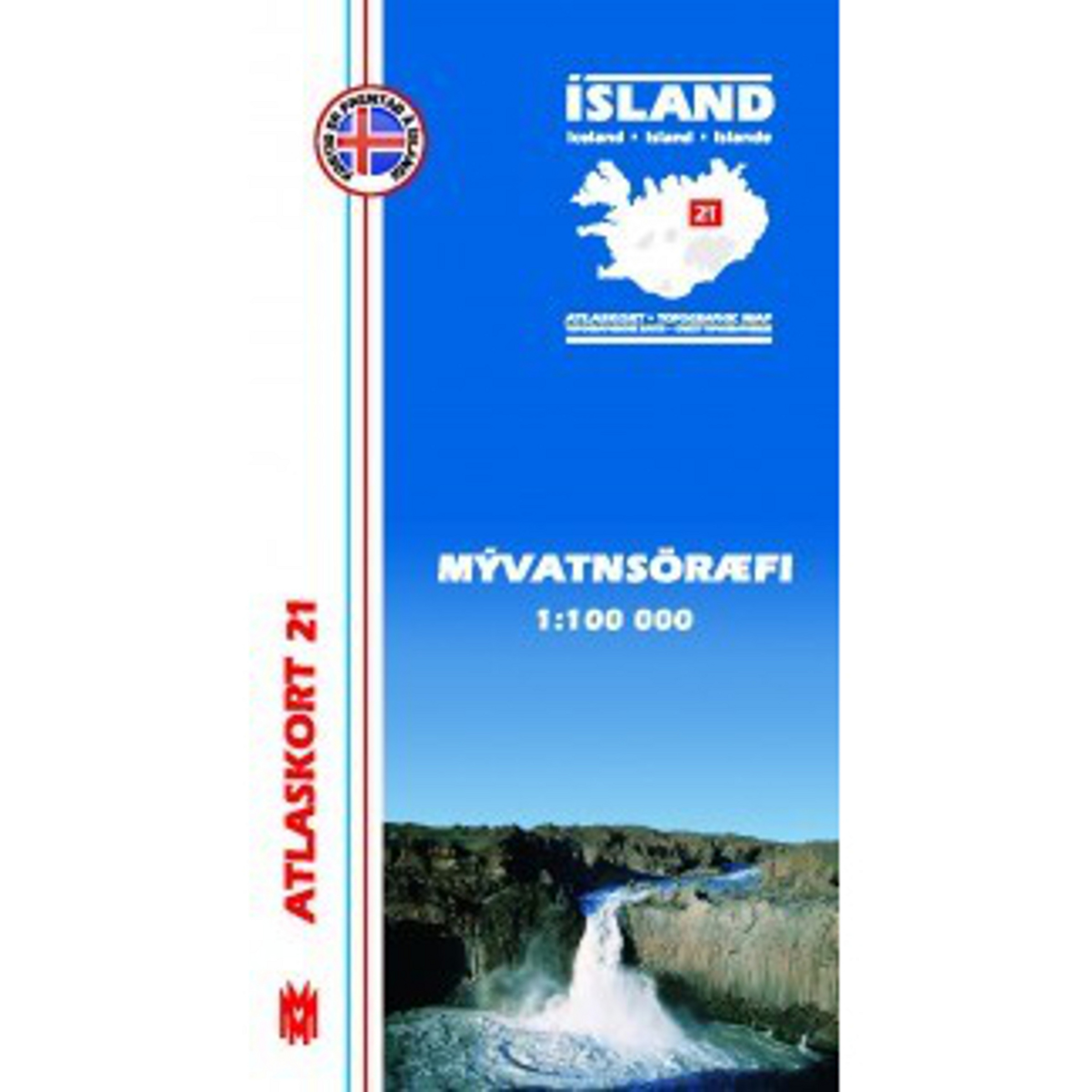 Mal og menning Island Atlaskort 21 Myvatnsöraefi Topografische Karten