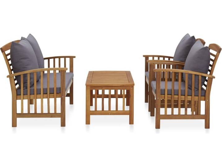 vidaXL 4-tlg. Garten-Lounge-Set mit Auflagen Massivholz Akazie