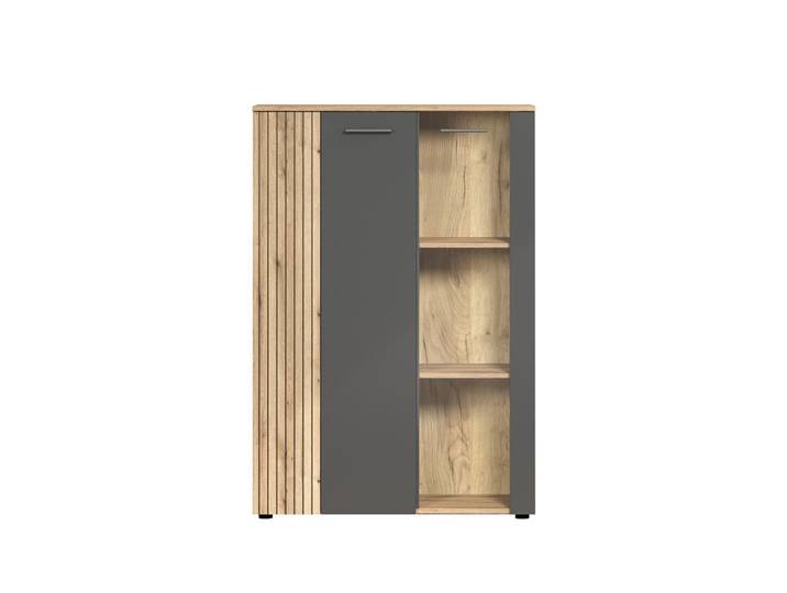 Rangement vitré 2 portes - l90cm - gris anthracite