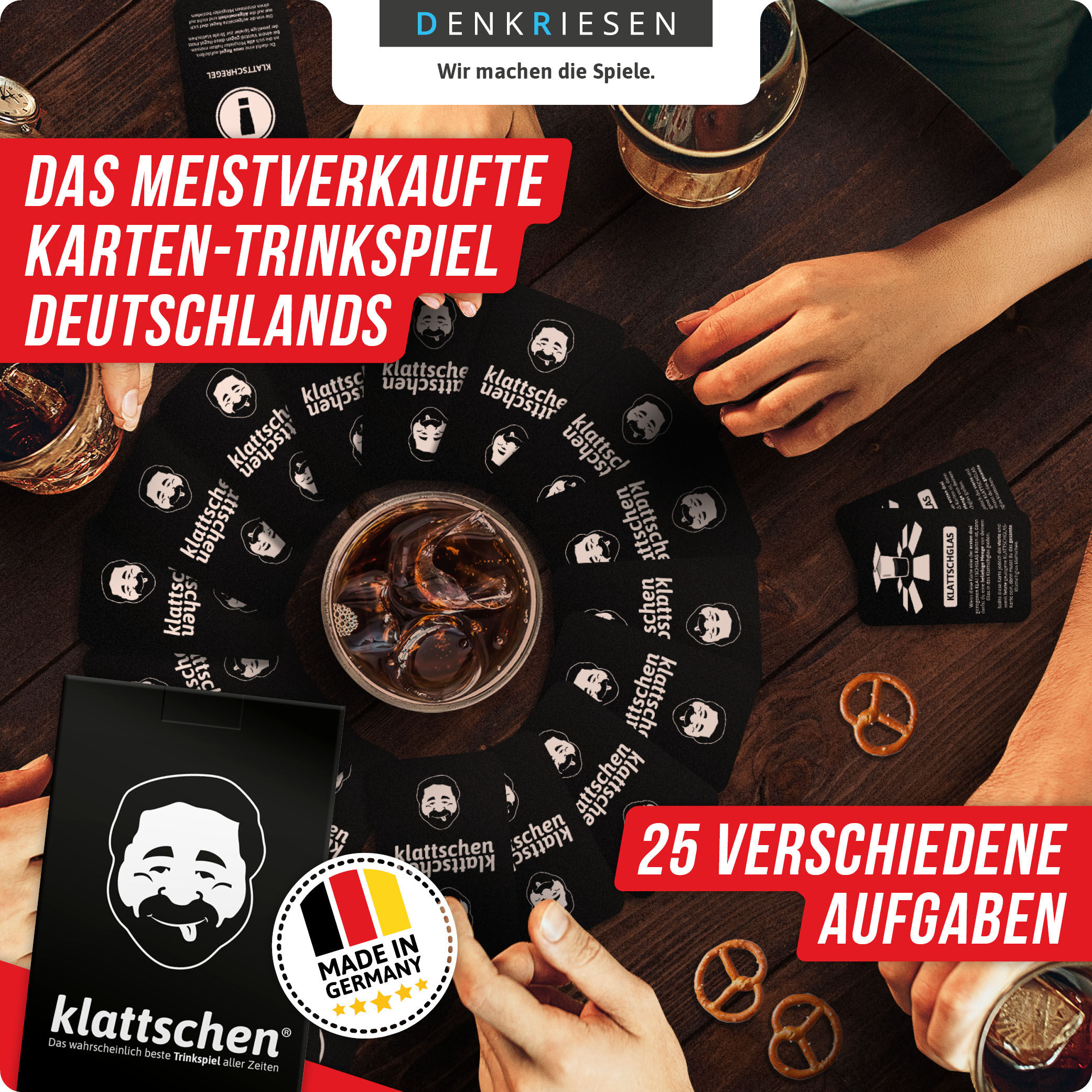 Spiel DENKRIESEN "Klattschen Trinkspiel Kartenspiel", bunt, Spiele, Kinder, Spiel, Made in Germany