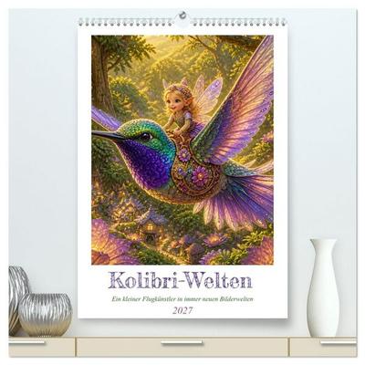 Kolibri-Welten (hochwertiger Premium Wandkalender 2027 DIN A2 hoch), Kunstdruck in Hochglanz