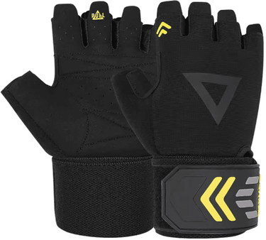 Inspire Picks AOLIKES Weightlifting Gloves Gym Gloves With Wrist Support For Fitness, Bodybuilding & Powerlifting black xl