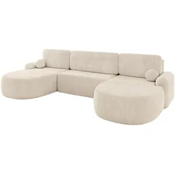 WOHNLANDSCHAFT mit Schlaffunktion und Bettkasten LIRA-U - 335x172x89 Beige