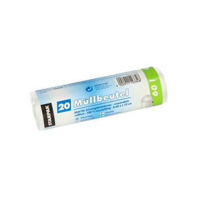 Starpak 20 Müllbeutel, HDPE 60 l 72 cm x 60 cm weiss