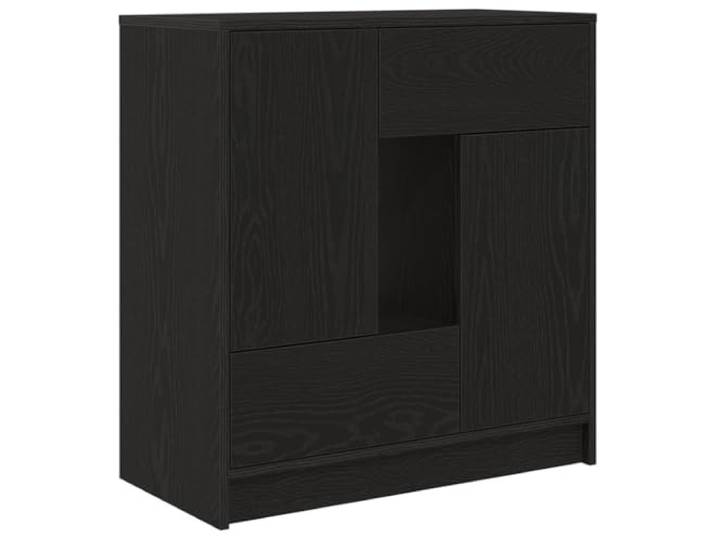 GHVBNMF Sideboard 70,5x34x74,5 cm Kommode Schwarz Eichen-Optik mit Türen Vielseitige Kommode in Schwarz Eichen-Optik für Schlafzimmer, Flur und Wohnzimmer mit 2 Türen und 2 Schubladen.