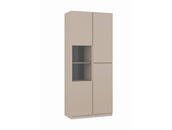 Mid.you Vitrine, Taupe, Glas, 9 Fächer, 79.4x187.5x40 cm, FSC Mix, stehend, Wohnzimmer, Wohnwände, Vitrinenschränke