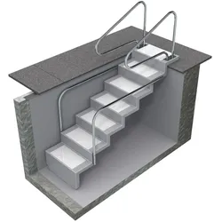Treppe ELEGANZ 80 Randbefestigung 6-stufig für Universal-Einbau aus Polyester,Farbe: sand