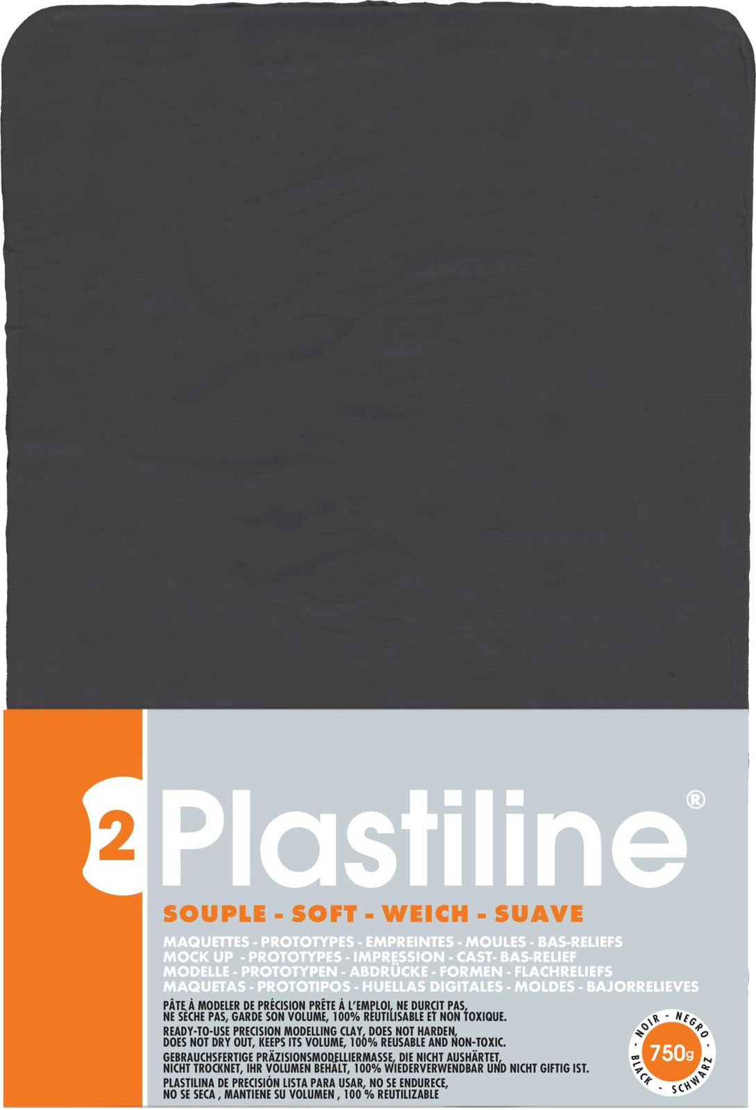 Plastiline modelleerklei, 750 gram, hardheidgraad 2 (zacht), Zwart 7950T