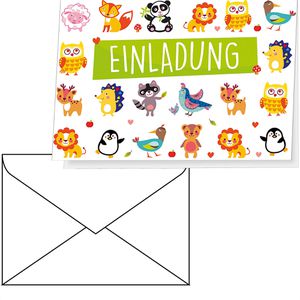 Perleberg Einladungskarten 7440005-2, für Kindergeburtstage, 105 x 145 mm (A6), Klappkarten mit Umschlag, 5 Stück