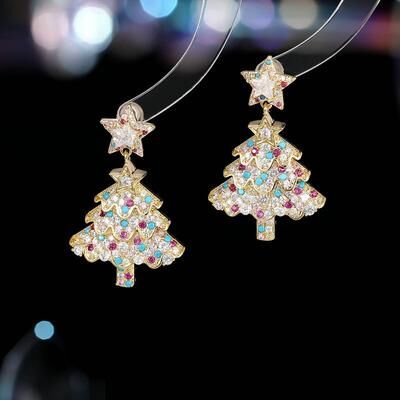 Multicon Wholesale Hub Creative Personalized Girl Gifts, Christmas Tree Star Pendant Earrings Women, Christmas Series Simple Advanced Rotating 5