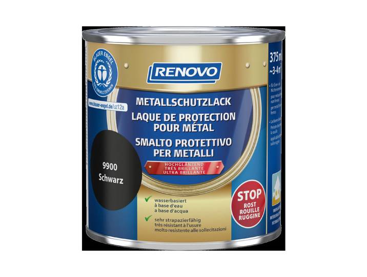 Renovo Metallschutzlack Schwarz 375 ml
