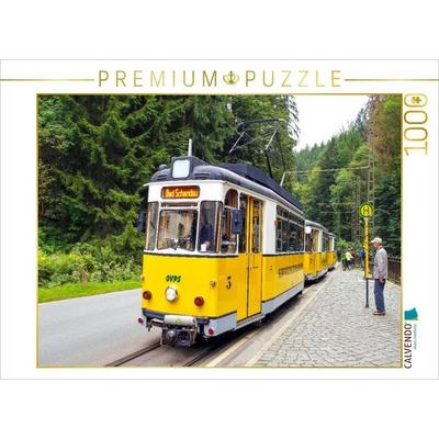 CALVENDO Puzzle Die Kirnitzschtalbahn - eine historische Überlandstraßenbahn, sie verbindet seit 1898 Bad Schandau mit dem Lichtenhainer Wasserfall |